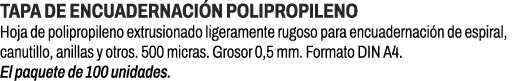 Tapa de encuadernaci n polipropileno﻿ ﻿Hoja de polipropileno extrusionado ligeramente rugoso para encuadernaci n de ...