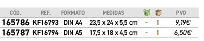 ﻿C D.,﻿REF.,﻿FORMATO,﻿Medidas,￼,￼,﻿PVO,﻿﻿﻿165786﻿,﻿﻿KF16793﻿,﻿﻿DIN A4﻿,﻿﻿23,5 x 24 x 5,5 cm﻿,﻿ ﻿,﻿1﻿,﻿﻿9,19€﻿,﻿﻿﻿165...