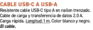 CABLE USB C A USB A﻿ ﻿Resistente cable USB C tipo A en nailon trenzado. Cable de carga y transferencia de datos 2.0 ...