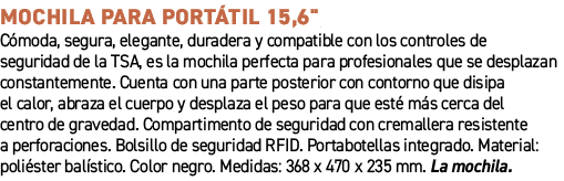 Mochila para port til 15,6\“﻿ ﻿C moda, segura, elegante, duradera y compatible con los controles de seguridad de la ...