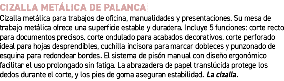 Cizalla met lica de palanca﻿ ﻿Cizalla met lica para trabajos de oficina, manualidades y presentaciones. Su mesa de t...