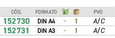﻿C D.,﻿FORMATO,￼,￼,﻿PVO,﻿﻿152730﻿,﻿﻿DIN A4﻿,﻿ ﻿,﻿1﻿,﻿﻿A/C﻿,﻿﻿152731﻿,﻿﻿DIN A3﻿,﻿ ﻿,﻿1﻿,﻿﻿A/C﻿
