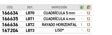 ﻿C D.,ref.,impresi n,￼,￼,﻿﻿166634﻿,﻿LB70﻿,﻿CUADR CULA 5 mm﻿,﻿ ﻿,﻿12﻿,﻿﻿166635﻿,﻿LB71﻿,﻿CUADR CULA 4 mm﻿,﻿ ﻿,﻿12﻿,﻿﻿1...
