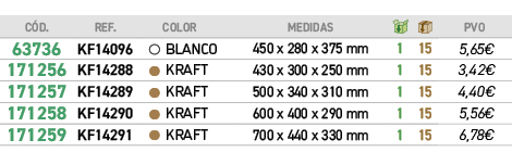 ﻿C D.,﻿REF.,,color,﻿Medidas,￼,￼,﻿PVO,﻿﻿63736﻿,﻿﻿KF14096﻿,●,﻿BLANCO﻿,﻿﻿450 x 280 x 375 mm﻿,﻿1﻿,﻿15﻿,﻿﻿5,65€﻿,﻿﻿﻿17125...