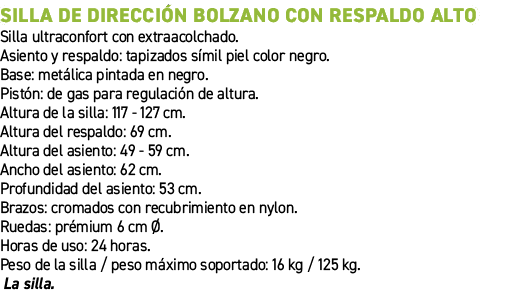 Silla de direcci n Bolzano con respaldo alto﻿ ﻿Silla ultraconfort con extraacolchado. Asiento y respaldo: tapizados ...