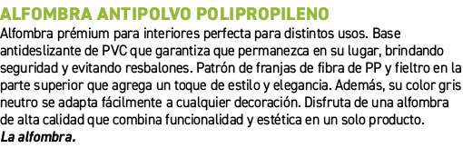 Alfombra antipolvo polipropileno﻿ ﻿Alfombra pr mium para interiores perfecta para distintos usos. Base antideslizant...