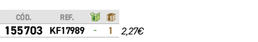﻿C D.,﻿REF.,￼,￼,﻿PVO,﻿﻿﻿155703﻿,﻿﻿KF17989﻿,﻿ ﻿,﻿1﻿,﻿﻿2,27€﻿