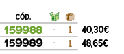 ﻿C D.,￼,￼,﻿PVO,﻿﻿﻿159988﻿,﻿ ﻿,﻿1﻿,﻿﻿40,30€﻿,﻿﻿﻿159989﻿,﻿ ﻿,﻿1﻿,﻿﻿48,65€﻿