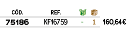 C D.,REF.,￼,￼,﻿,﻿75186﻿,KF16759,﻿ ﻿,﻿1﻿,﻿﻿160,64€﻿