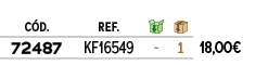 C D.,REF.,￼,￼,﻿,﻿72487﻿,KF16549,﻿ ﻿,﻿1﻿,﻿﻿18,00€﻿