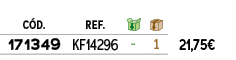 ﻿C D.,﻿REF.,￼,￼,﻿PVO,﻿﻿﻿171349﻿,﻿﻿KF14296﻿,﻿ ﻿,﻿1﻿,﻿﻿21,75€﻿