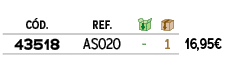 C D.,REF.,￼,￼,﻿PVO,﻿43518﻿,AS020,﻿ ﻿,﻿1﻿,﻿﻿16,95€﻿