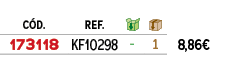 ﻿C D.,﻿REF.,￼,￼,﻿PVO,﻿﻿﻿173118﻿,﻿﻿KF10298﻿,﻿ ﻿,﻿1﻿,﻿﻿8,86€﻿