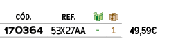 ﻿C D.,﻿REF.,￼,￼,﻿PVO,﻿﻿﻿170364﻿,﻿﻿53X27AA﻿,﻿ ﻿,﻿1﻿,﻿﻿49,59€﻿