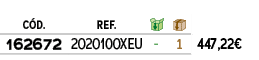 ﻿C D.,﻿REF.,￼,￼,﻿PVO,﻿﻿162672﻿,﻿﻿2020100XEU﻿,﻿ ﻿,﻿1﻿,﻿﻿447,22€﻿