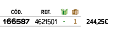 ﻿C D.,﻿REF.,￼,￼,﻿PVO,﻿﻿﻿166587﻿,﻿﻿4621501﻿,﻿ ﻿,﻿1﻿,﻿﻿244,25€﻿