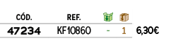 C D.,REF.,￼,￼,﻿PVO,﻿47234﻿,KF10860,﻿ ﻿,﻿1﻿,﻿﻿6,30€﻿