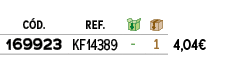 ﻿C D.,﻿REF.,￼,￼,﻿PVO,﻿﻿﻿169923﻿,﻿﻿KF14389﻿,﻿ ﻿,﻿1﻿,﻿﻿4,04€﻿