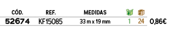 C D.,REF.,MEDIDAS,￼,￼,﻿,﻿52674﻿,KF15085,﻿33 m x 19 mm﻿,﻿1﻿,﻿24﻿,﻿﻿0,86€﻿