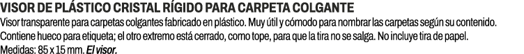 Visor de pl stico cristal r gido para carpeta colgante﻿ ﻿Visor transparente para carpetas colgantes fabricado en pl ...
