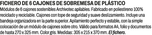 Fichero de 6 cajones de sobremesa de pl stico﻿ ﻿M dulos de 6 cajones sostenibles Archivotec apilables. Fabricado en ...
