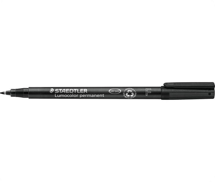 Lumocolor, Permanent, nonpermanent, Spezial, Stift, Produktabbildung, offen, geschlossen, stempel, Schrift, promotion, Schoner, Endkappe, Folienstift, Product, HighRes, Detail, CloseUp, Staedtler, Mars