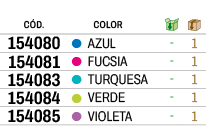 ﻿C D., ,﻿COLOR,￼,￼,﻿﻿﻿154080﻿,●,﻿﻿AZUL﻿,﻿ ﻿,﻿1﻿,﻿﻿﻿154081﻿,●,﻿﻿FUCSIA﻿,﻿ ﻿,﻿1﻿,﻿﻿﻿154083﻿,●,﻿﻿TURQUESA﻿,﻿ ﻿,﻿1﻿,﻿﻿﻿1...
