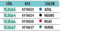 ﻿C D.,﻿REF., ,﻿color,﻿﻿153565﻿,﻿﻿KF18625﻿,●,﻿AZUL﻿,﻿﻿153564﻿,﻿﻿KF18624﻿,●,﻿NEGRO﻿,﻿﻿153566﻿,﻿﻿KF18626﻿,●,﻿ROJO﻿,﻿﻿15...